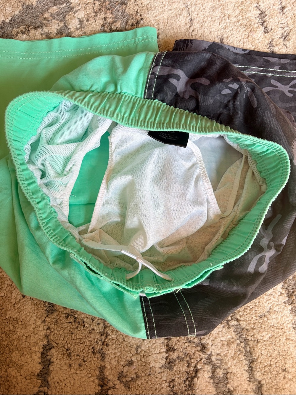 Jurassic Park Kids' Two-Tone Aqua & Black Camo Swim Trunks w/ Invisible Dinosaur - Picture 3 of 6